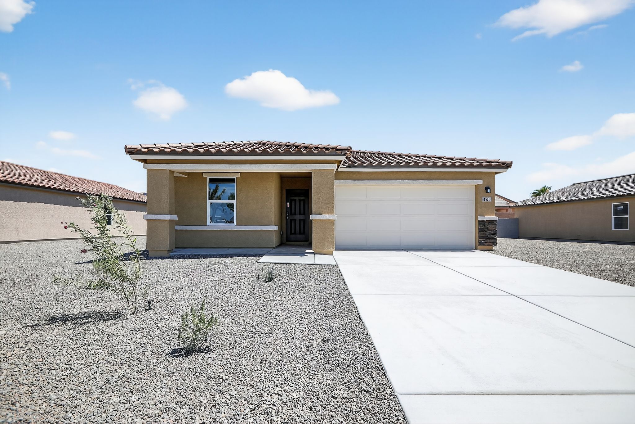 A building with a garage.