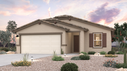 A house with a gravel driveway.