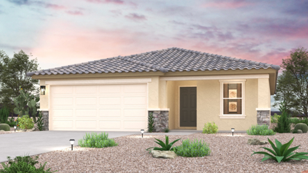 A house with a gravel driveway.