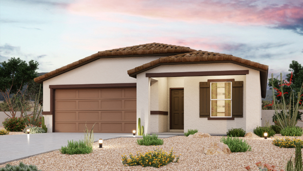 A house with a garage and a driveway.