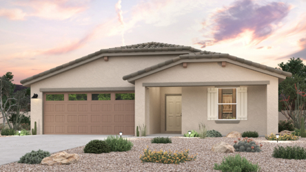 A house with a garage.