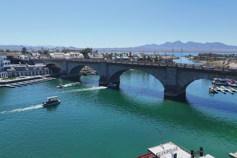 A bridge over a body of water.