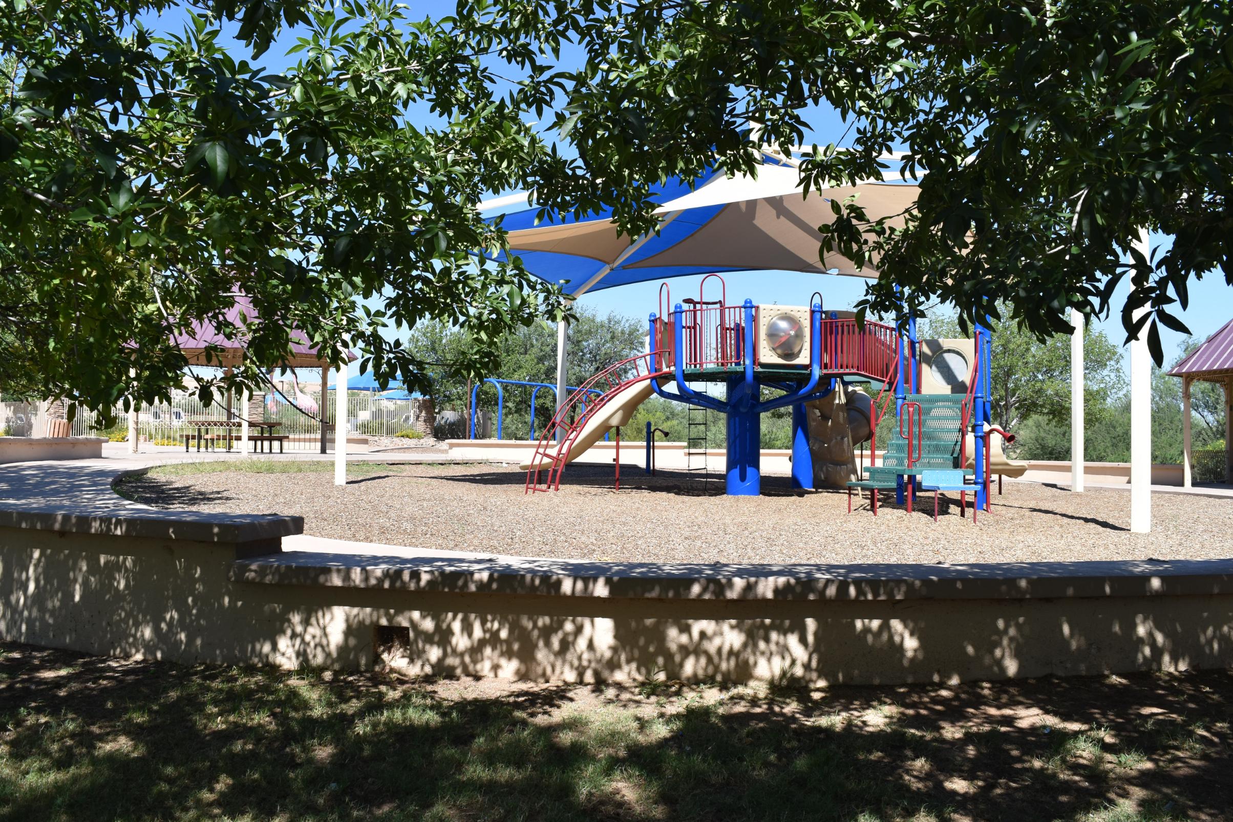 A playground with a slide.