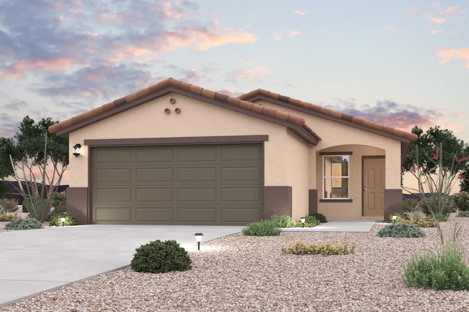 A house with a garage.