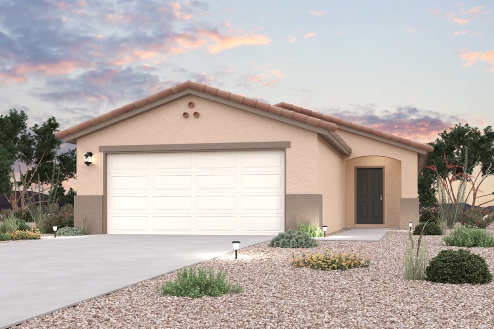 A house with a garage.