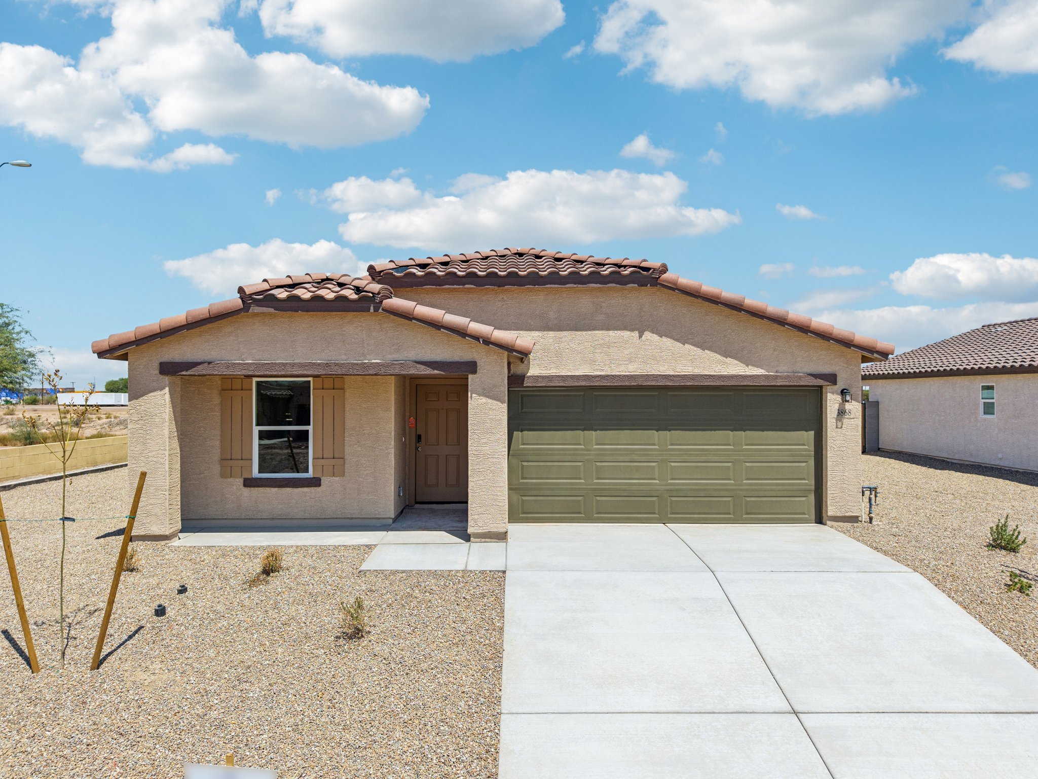A house with a garage.
