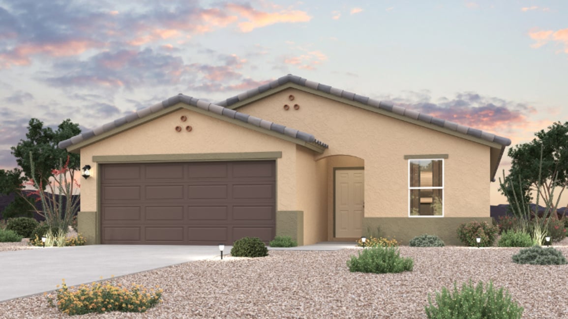 A house with a driveway.