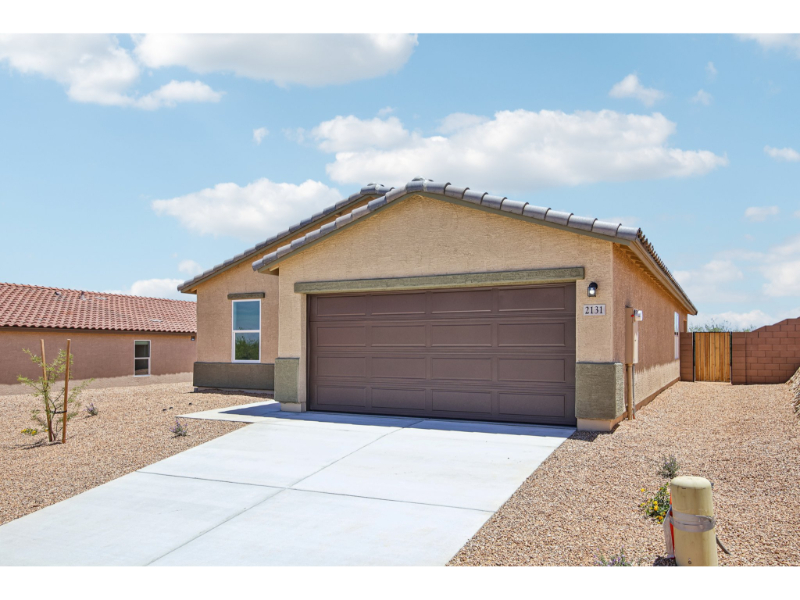 A house with a garage.
