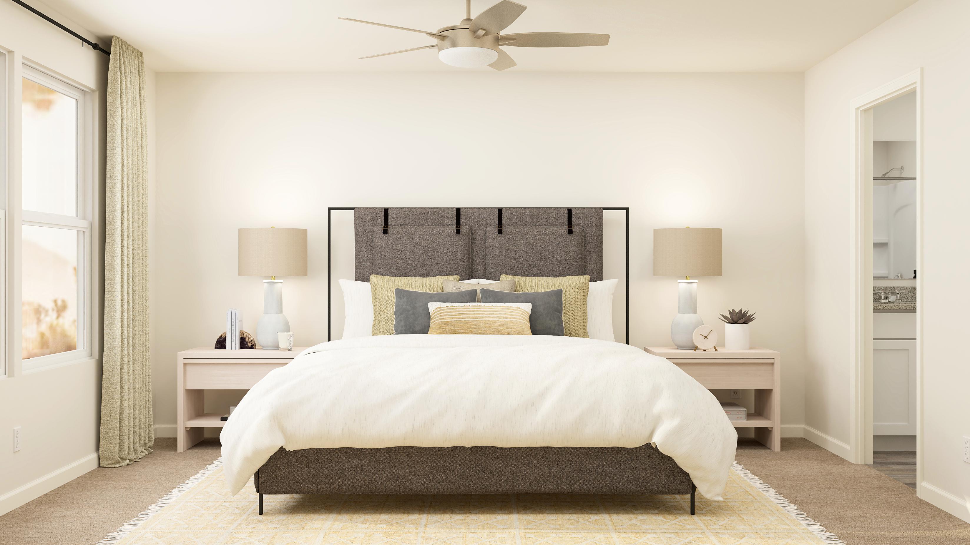 Spacious owner's suite with an attached bathroom and walk-in closet.