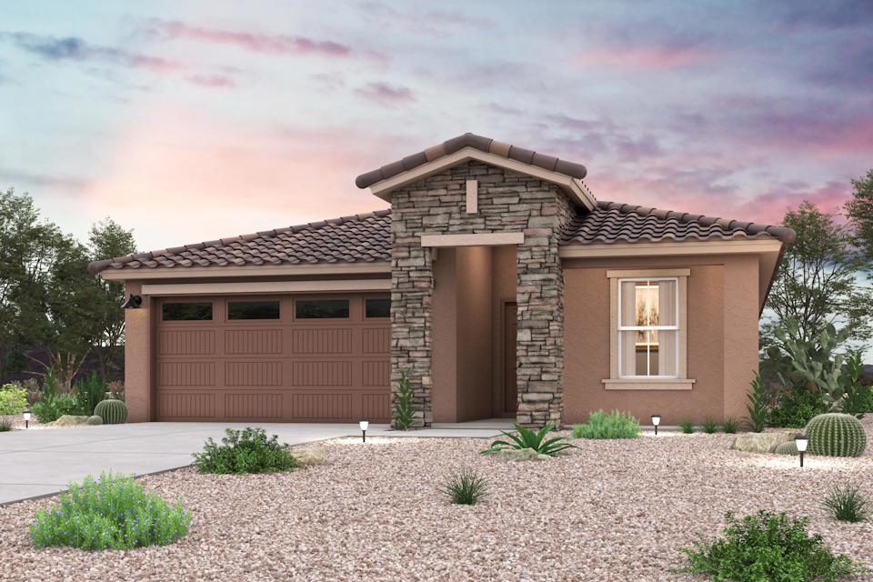A house with a large front yard.