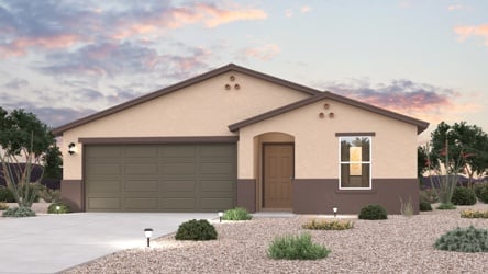 A house with a gravel driveway.