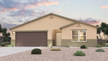 A house with a gravel driveway.
