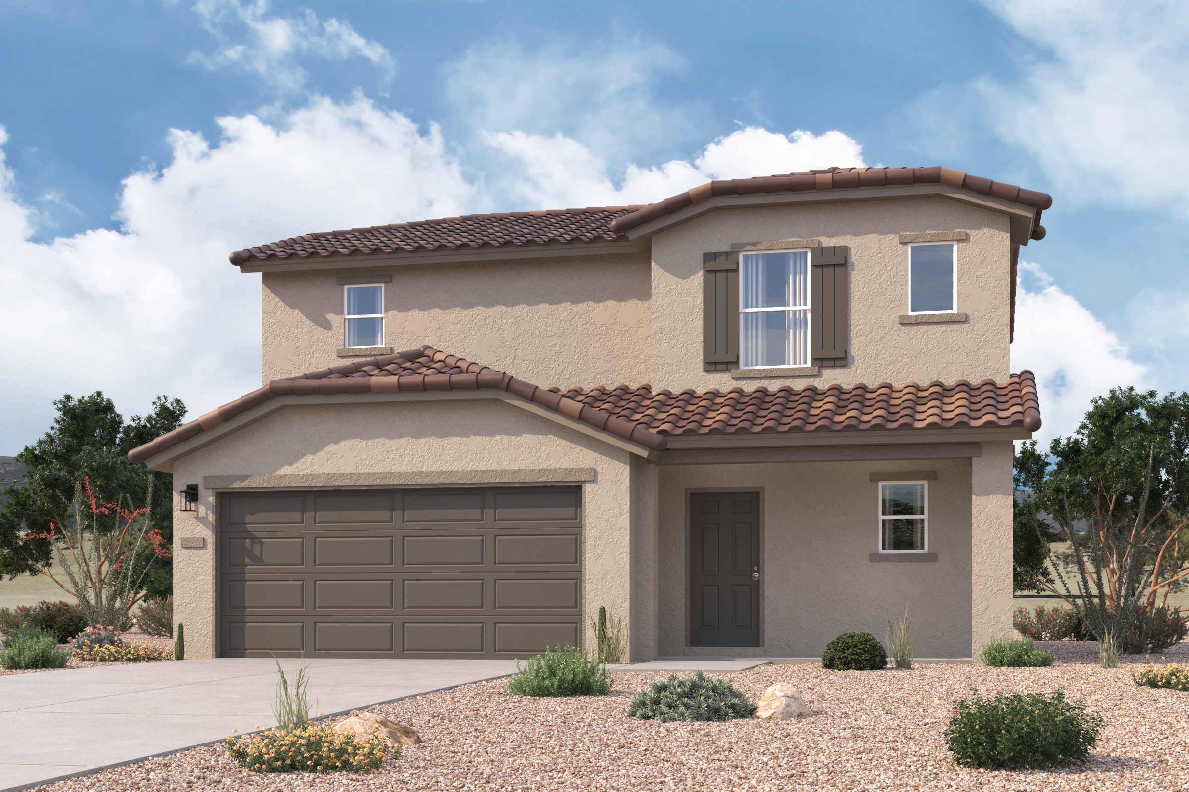 A house with a garage.