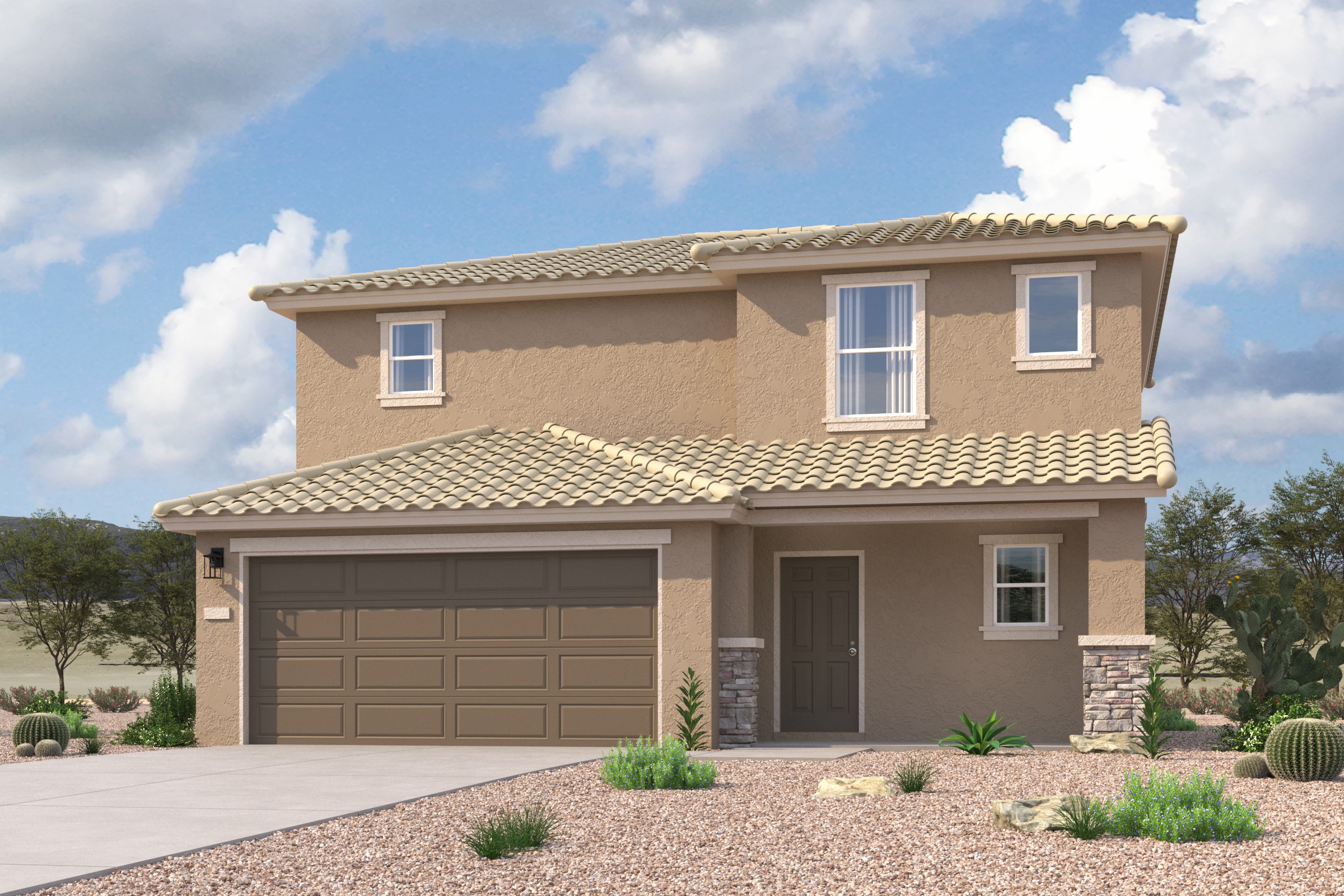 A house with a garage.