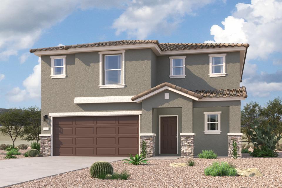 A house with a garage.