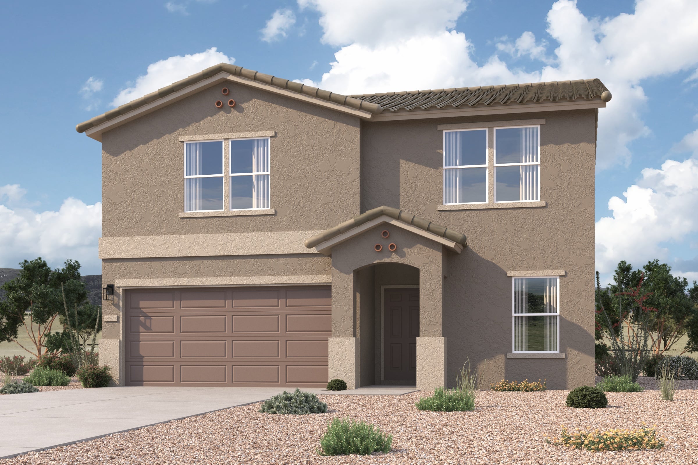 A house with a garage.