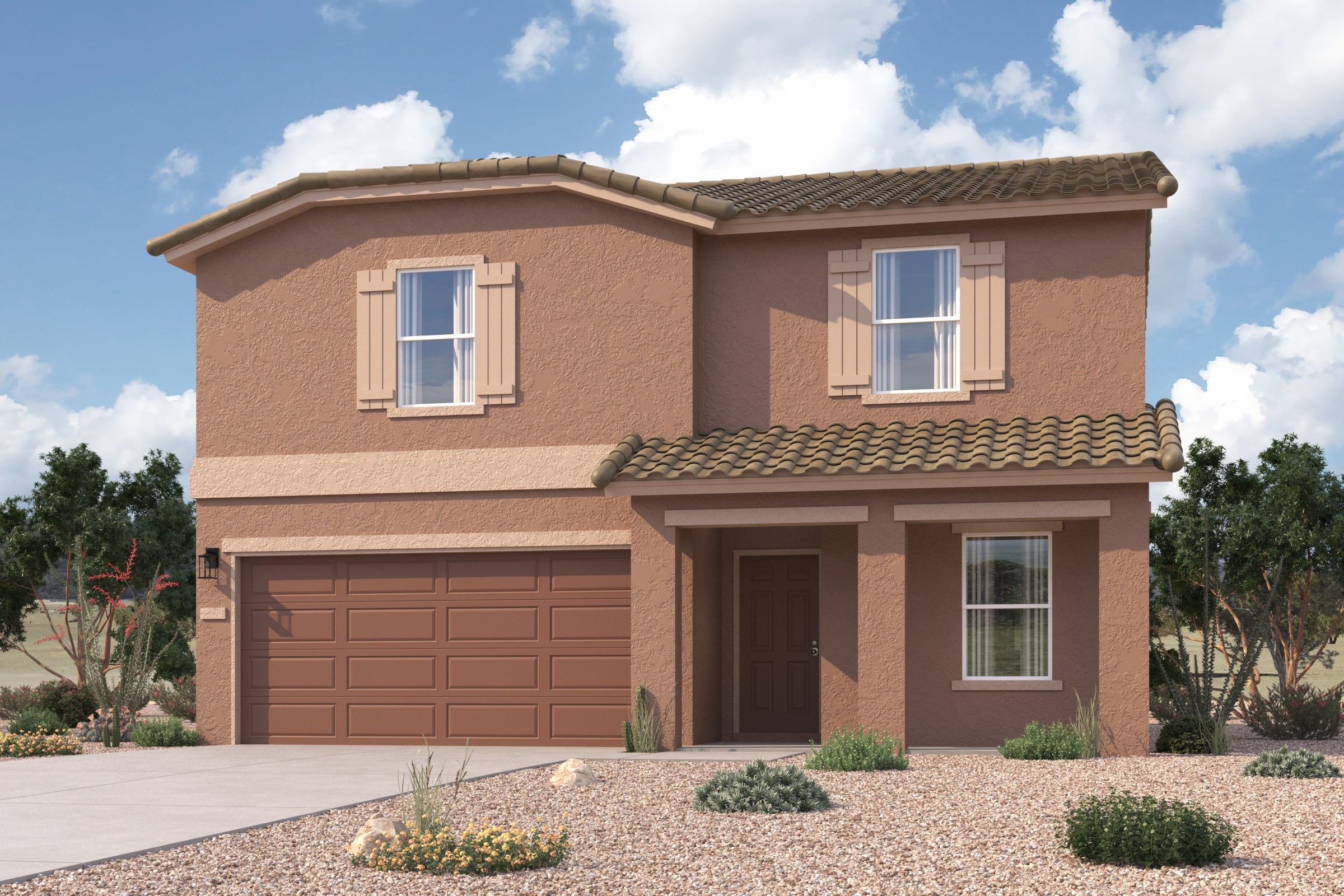 A house with a garage.