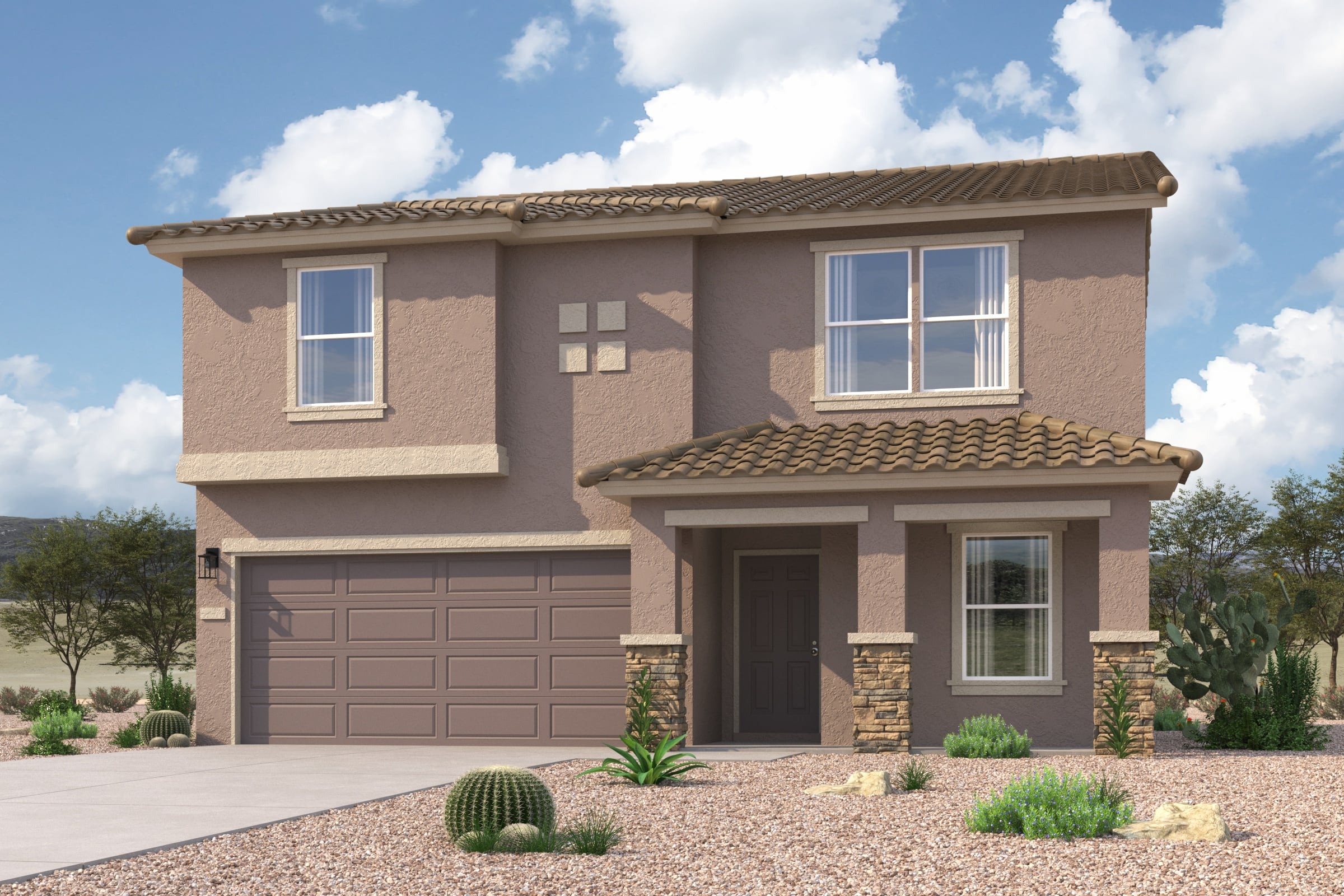 A house with a garage.