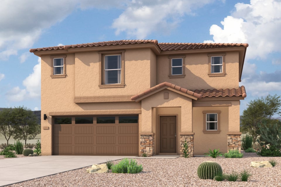 A house with a garage.