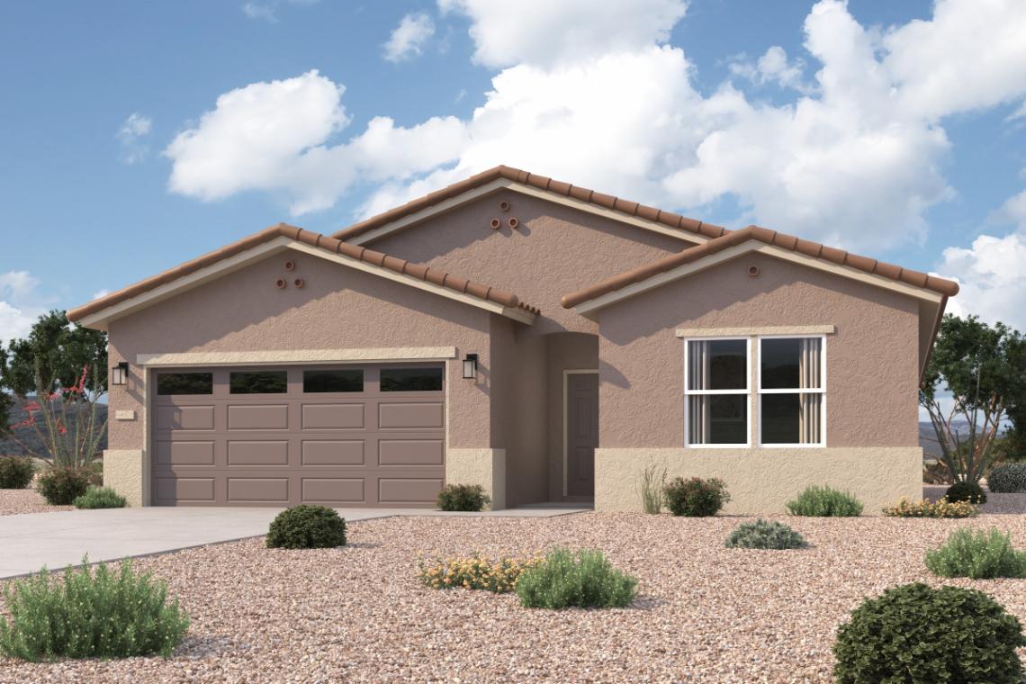 A house with a garage.