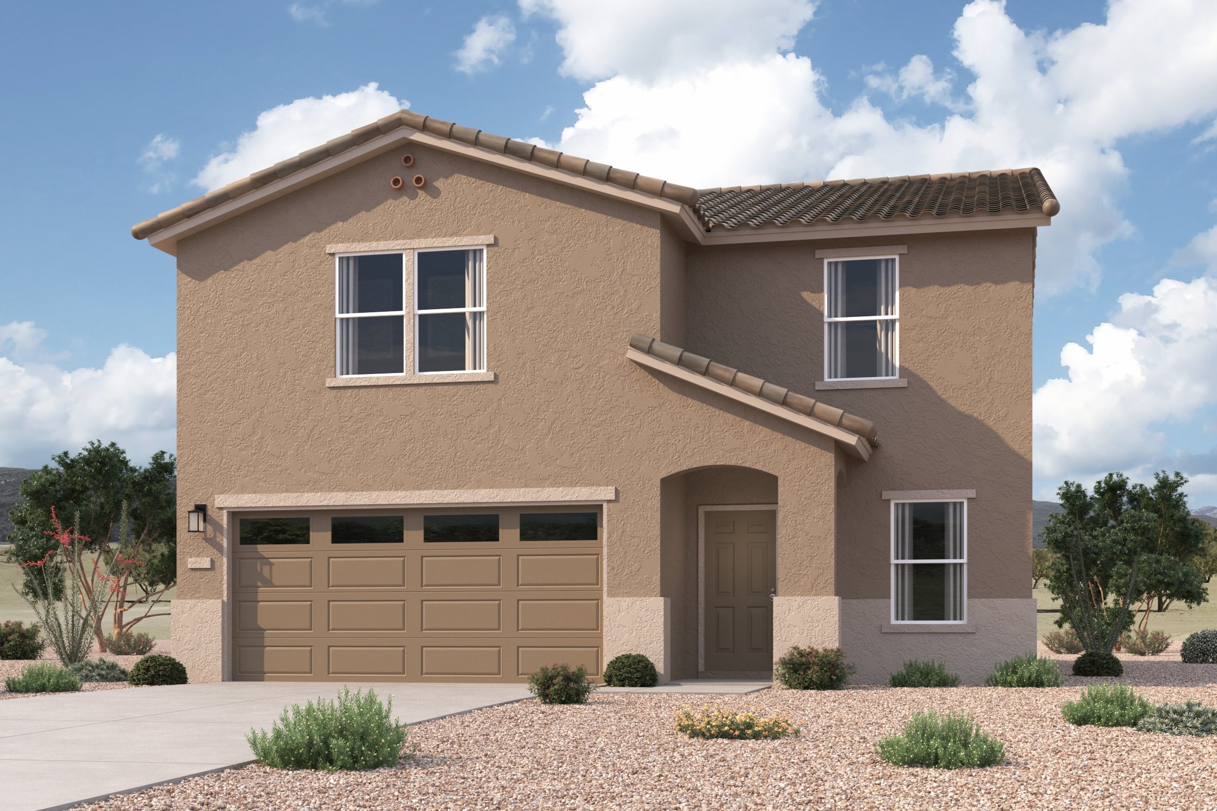 A house with a garage.
