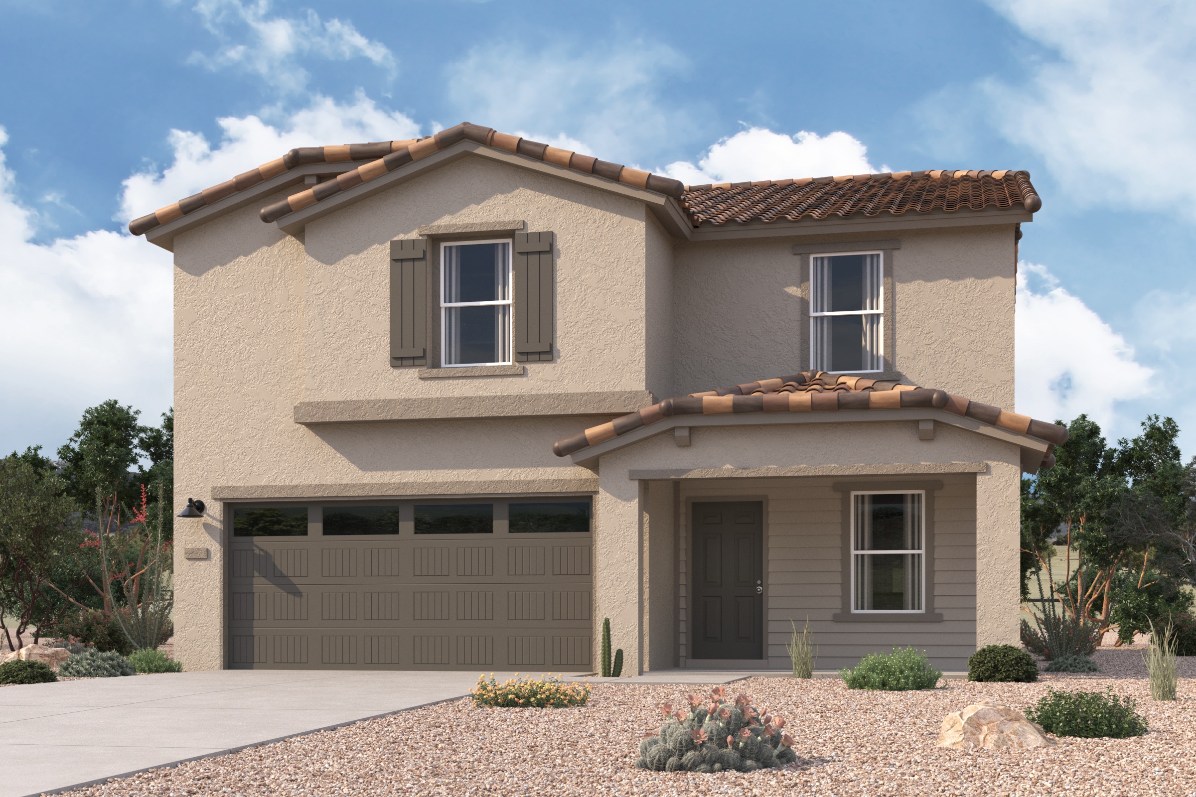 A house with a garage.