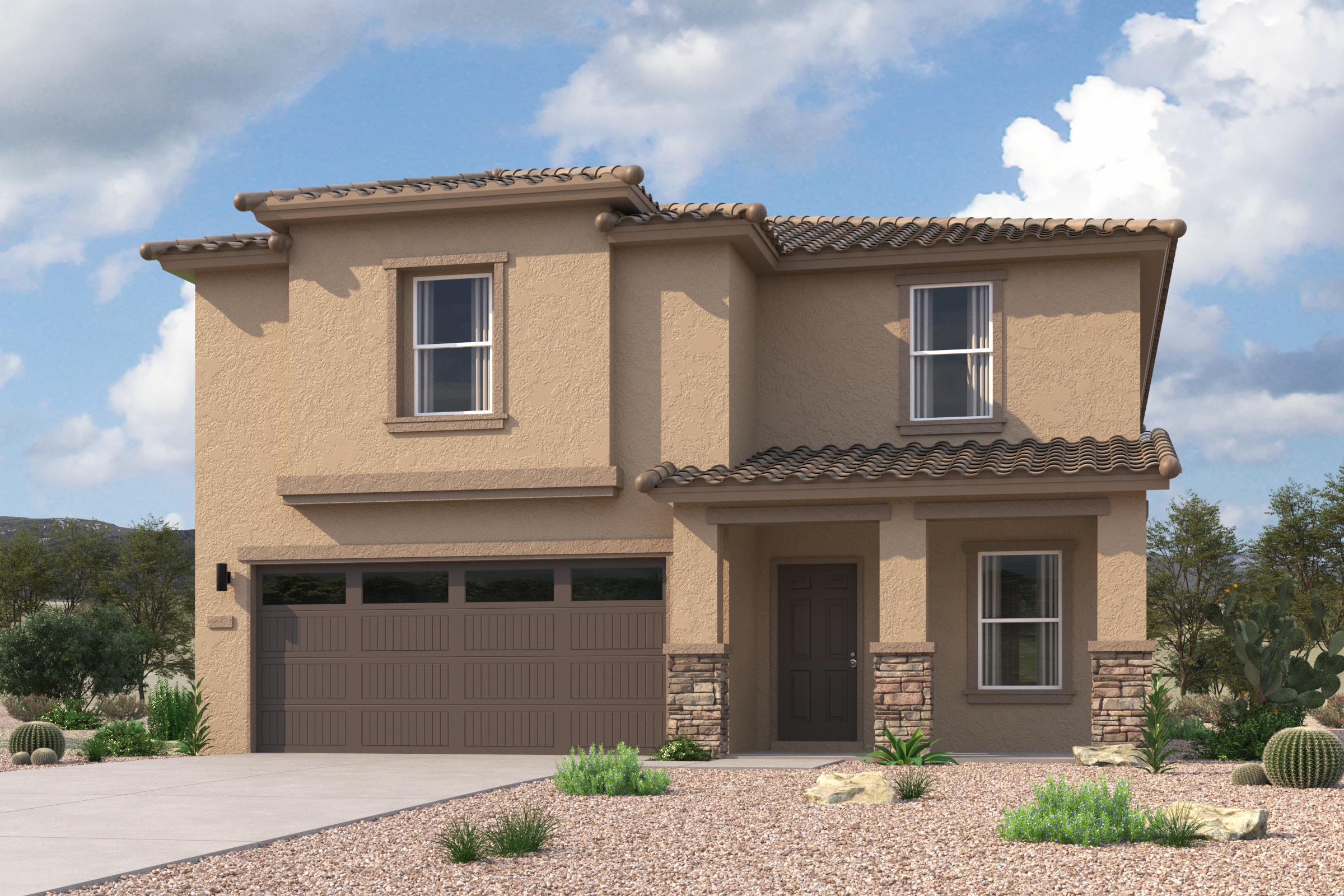 A house with a garage.