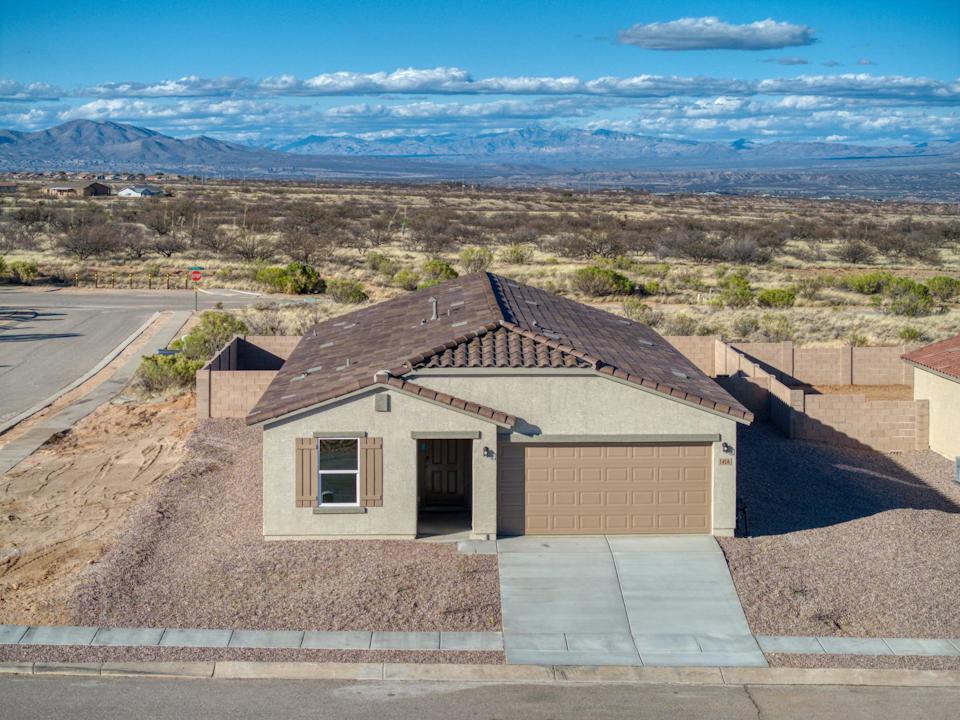 A small building in a desert.