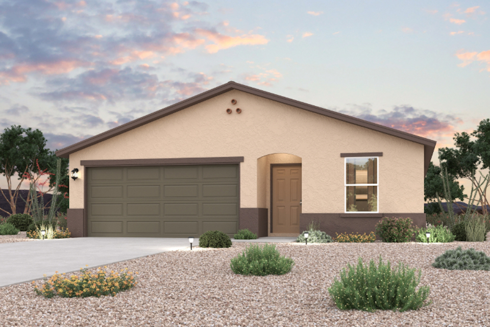 A house with a garage.