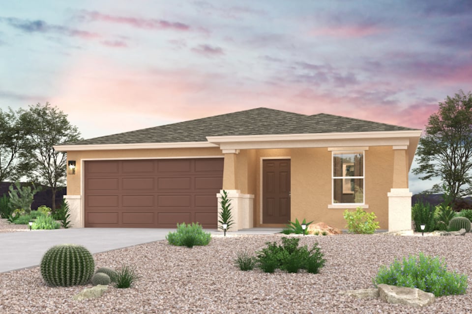 A house with a garage.