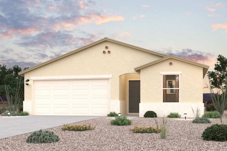 A house with a garage.