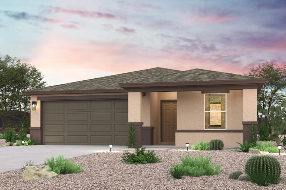 A house with a garage.