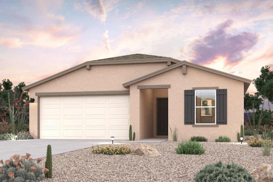 A house with a garage.