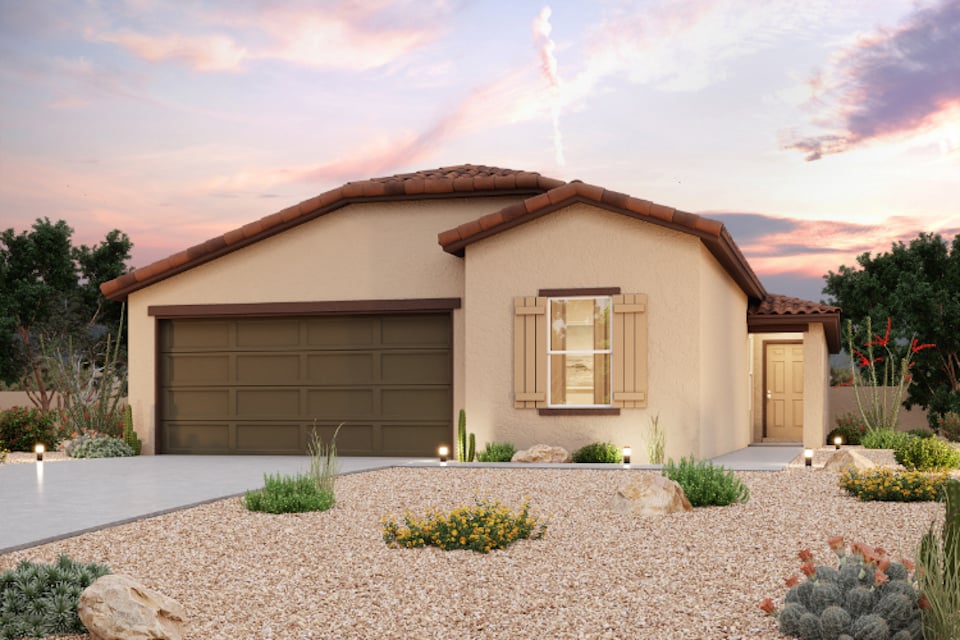 A house with a garage.