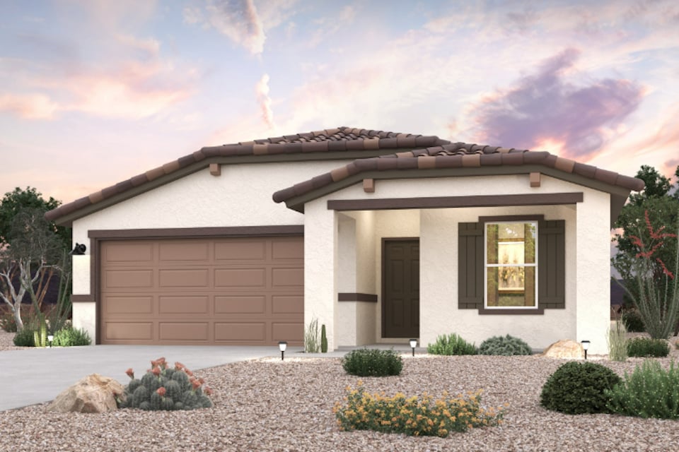A house with a garage.