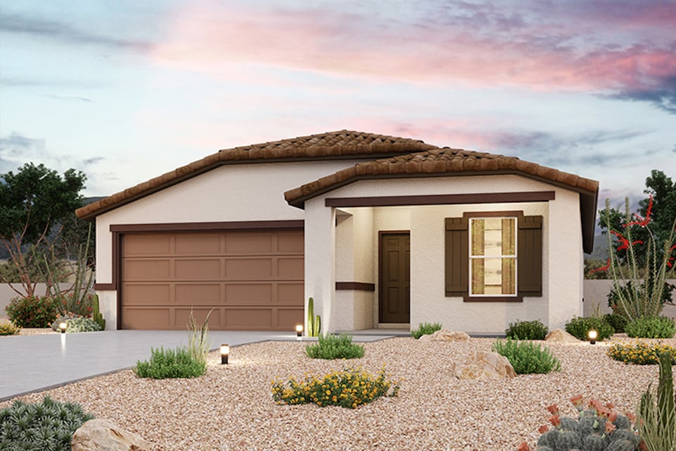 A house with a driveway.