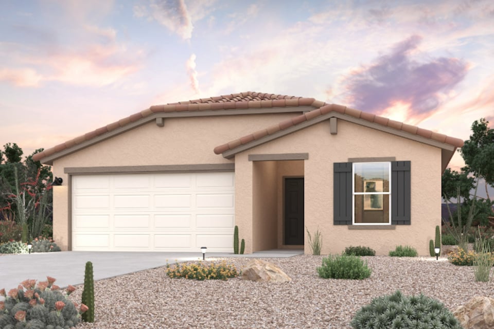 A house with a garage.