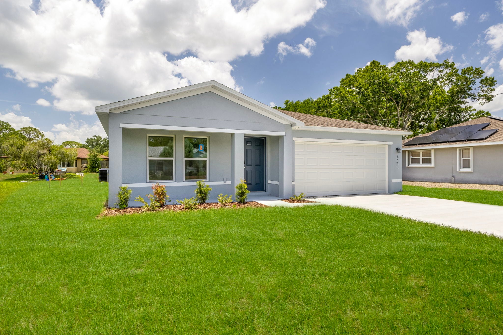 A house with a garage.