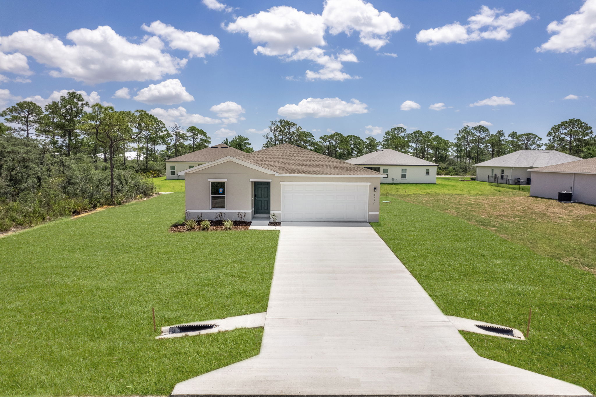 A long shot of a house.