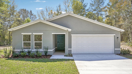 A house with a garage.