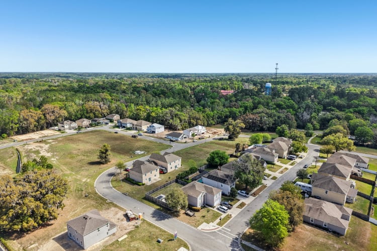 A group of houses in a neighborhood.