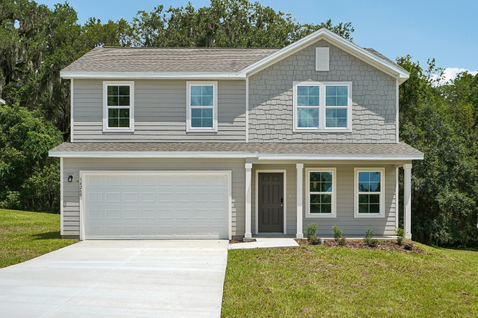 A house with a garage.