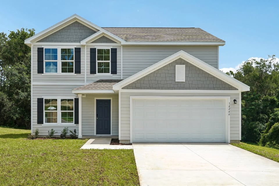 A house with a garage.