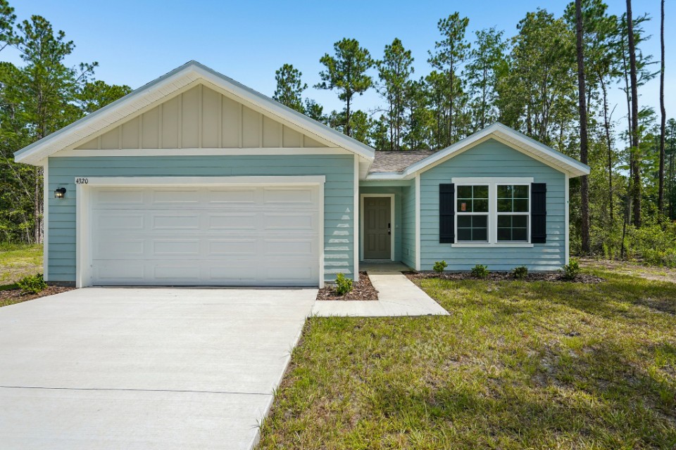 A house with a garage.