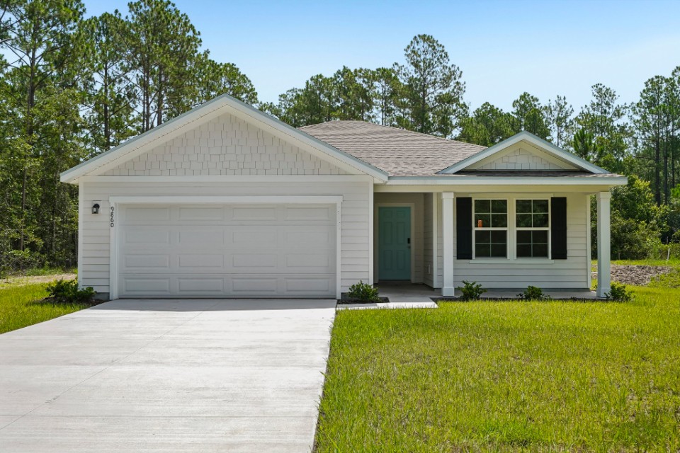 A house with a garage.
