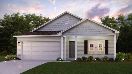 A house with a lawn.