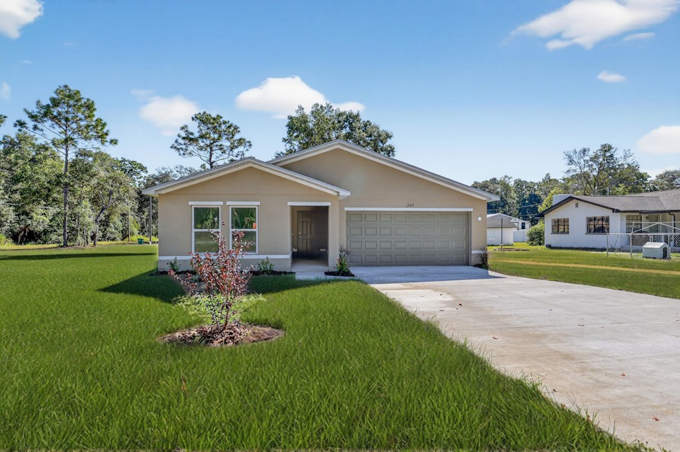 A house with a driveway.