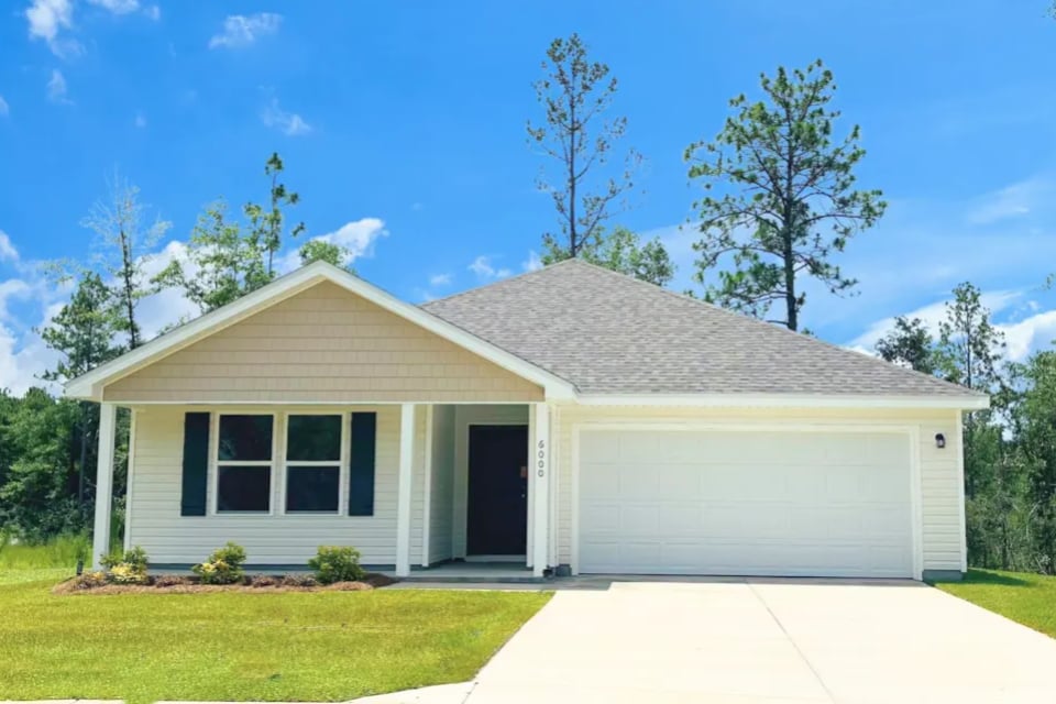 A house with a garage.