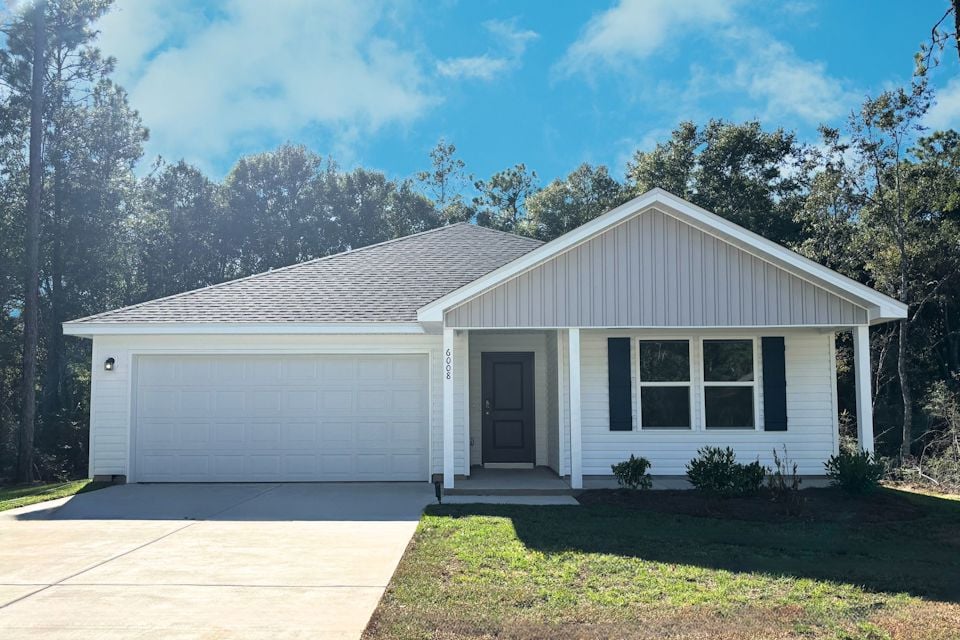 A house with a garage.