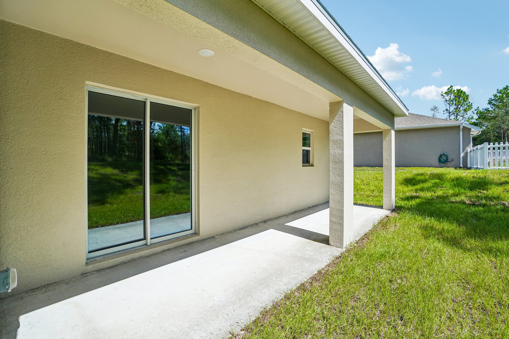 A house with a glass door.